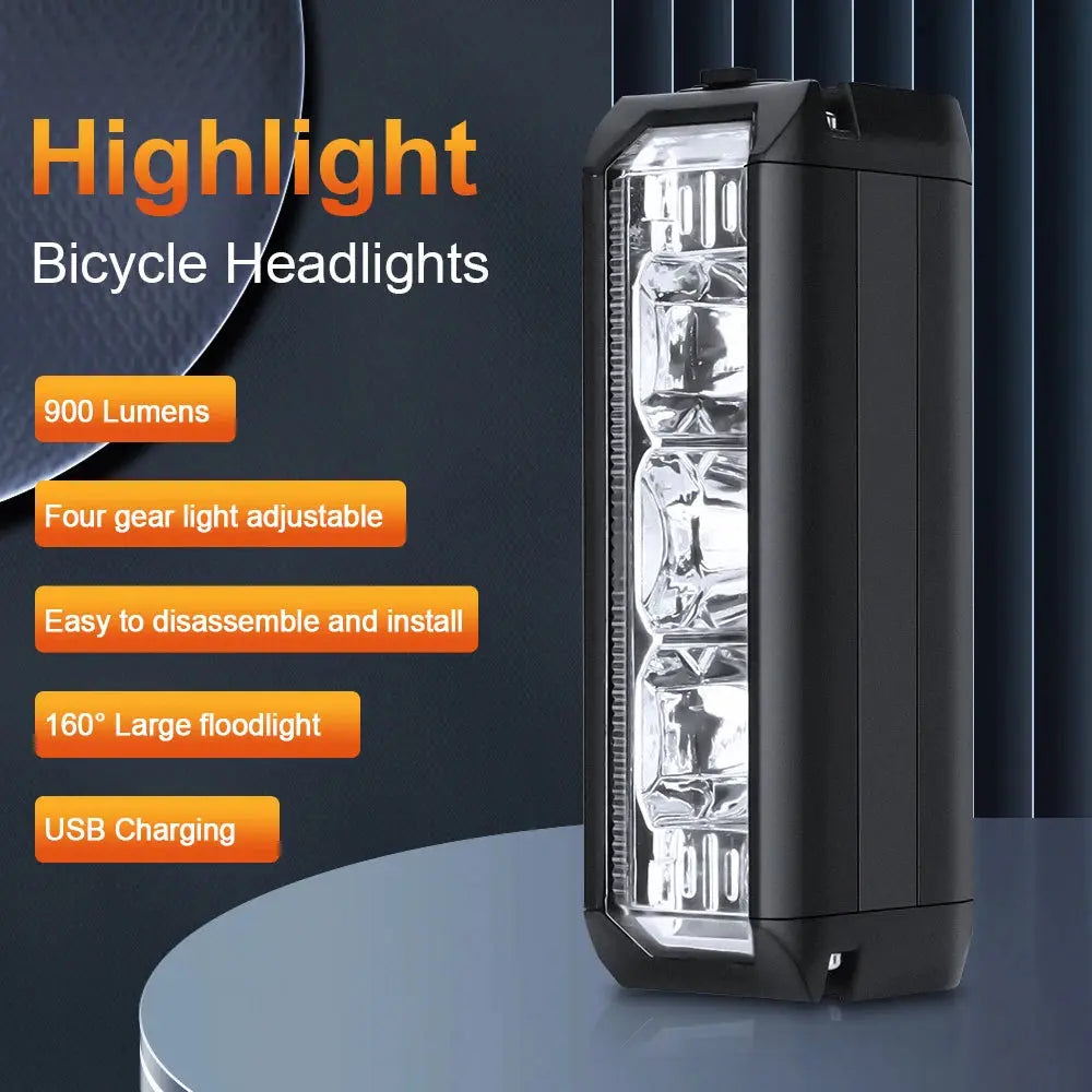 USB Rechargeable Bike Front Light 900 Lumens Cycling Light 2000mAh Bike Lights for Night Riding/Cycling Safety Lamp PowerGlide Motors & Accessories