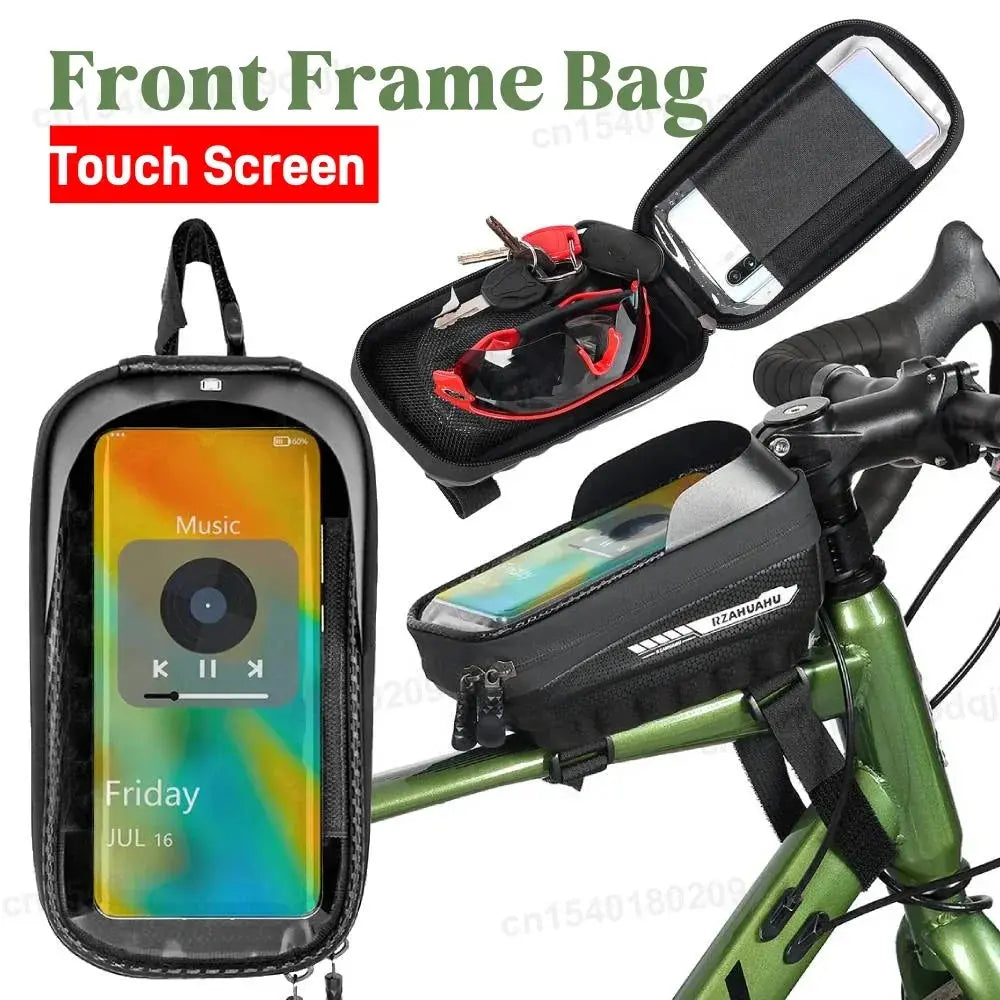 Bicycle Front Frame Bag Bicycle Waterproof Phone Case Holder 7 Inches Touch Screen Bag MTB Road Bike Bag Top Frame Tube Bags PowerGlide Motors & Accessories