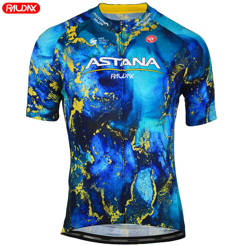 ASTANA Raudax Short Sleeve Cycling Jersey TdF 2024 Cycling Set Racing Bicycle Clothing Suit Breathable Mountain Bike Clothes