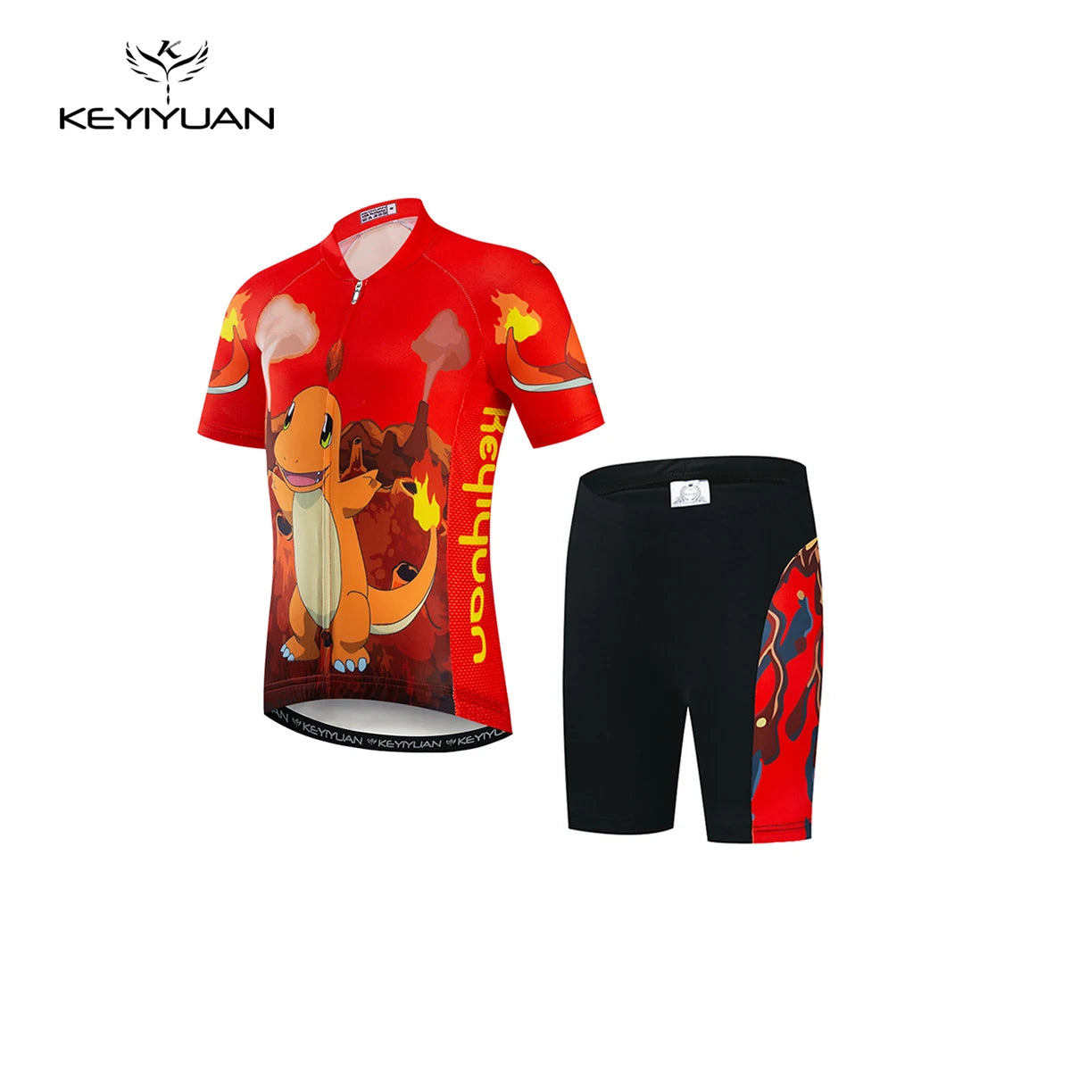 KEYIYUAN 2024 Summer Little Cute Short Sleeve Cycling Jersey Suit Child Bicycle Ride Clothing Kids Road Bike Sport Clothes