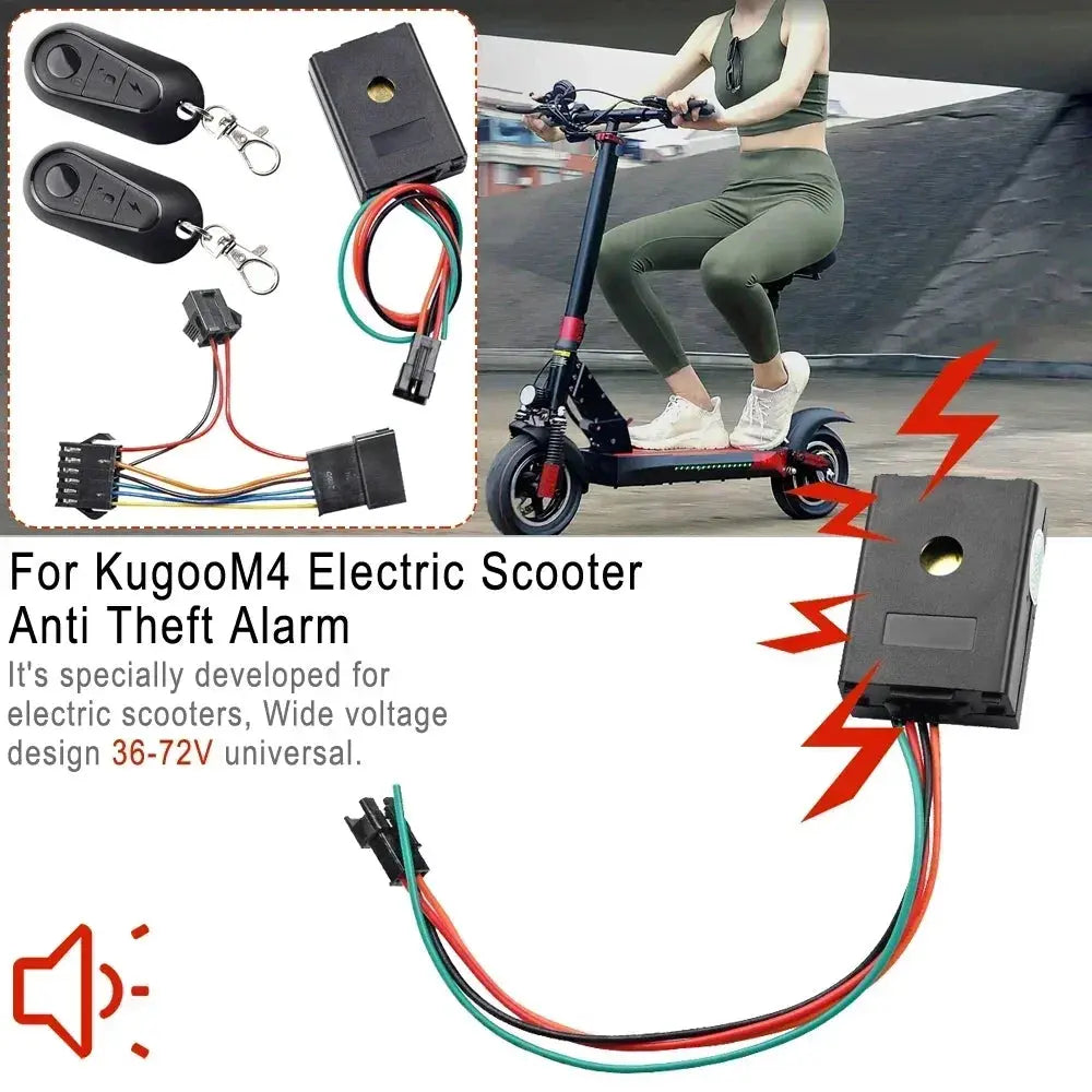 36V/48V/60V/72V Anti-Theft E-bike Alarm System for Kugoo M4 Electric Scooter Security Remote Control Alert Vehicle Accessories PowerGlide Motors & Accessories
