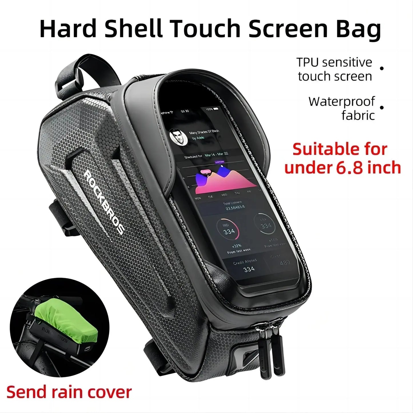 ROCKBROS Bicycle Bag Waterproof Touch Screen Cycling Bag Top Front Tube Frame MTB Road Bike Bag 6.5 Phone Case Bike Accessories PowerGlide Motors & Accessories
