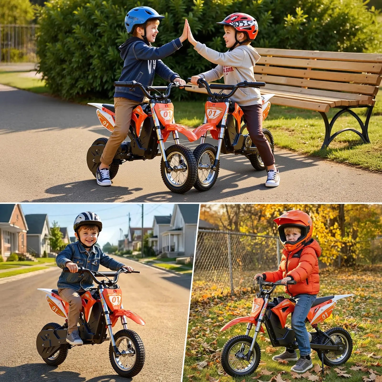 HillMiles MileRocket Electric Dirt Bike 300W, 15.5MPH, 36V 4Ah Battery, Front & Rear Suspension, Off-Road Ride for Ages 4–12 PowerGlide Motors & Accessories