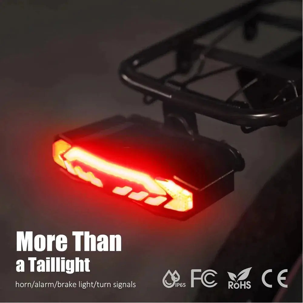 Wireless Bicycle Alarm Rear Tail Light With Turn Signal IP65 Waterproof USB Charging Bike Brake Sensor Taillight With Bracket PowerGlide Motors & Accessories
