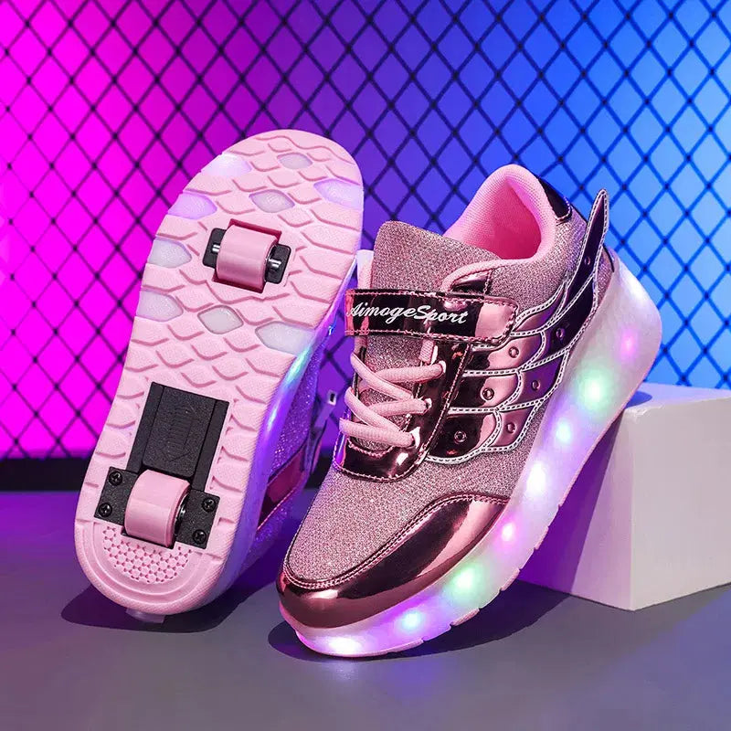 Sneakers Roller Shoes Outdoor Deformation Parkour Skates Dual-Use Children Girls Boys Adult Men Women Unisex Roller Skates PowerGlide Motors & Accessories