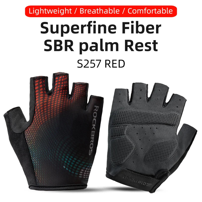ROCKBROS Half Finger Cycling Gloves Breathable Shockproof MTB Mountain Bike Gloves Mens Outdoor  Bicycle Riding Mittens