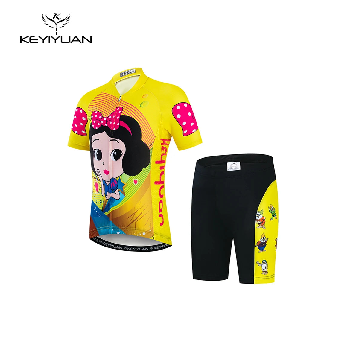 KEYIYUAN 2024 Summer Little Cute Short Sleeve Cycling Jersey Suit Child Bicycle Ride Clothing Kids Road Bike Sport Clothes