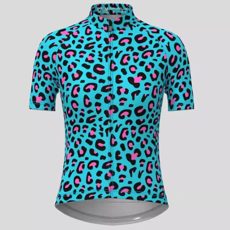 Men's Short Sleeve Bicycle Leopard print, MTB Cycling Clothing, Bike Uniform, Cycle Shirt, Racing Cycling Jersey Set, Summer