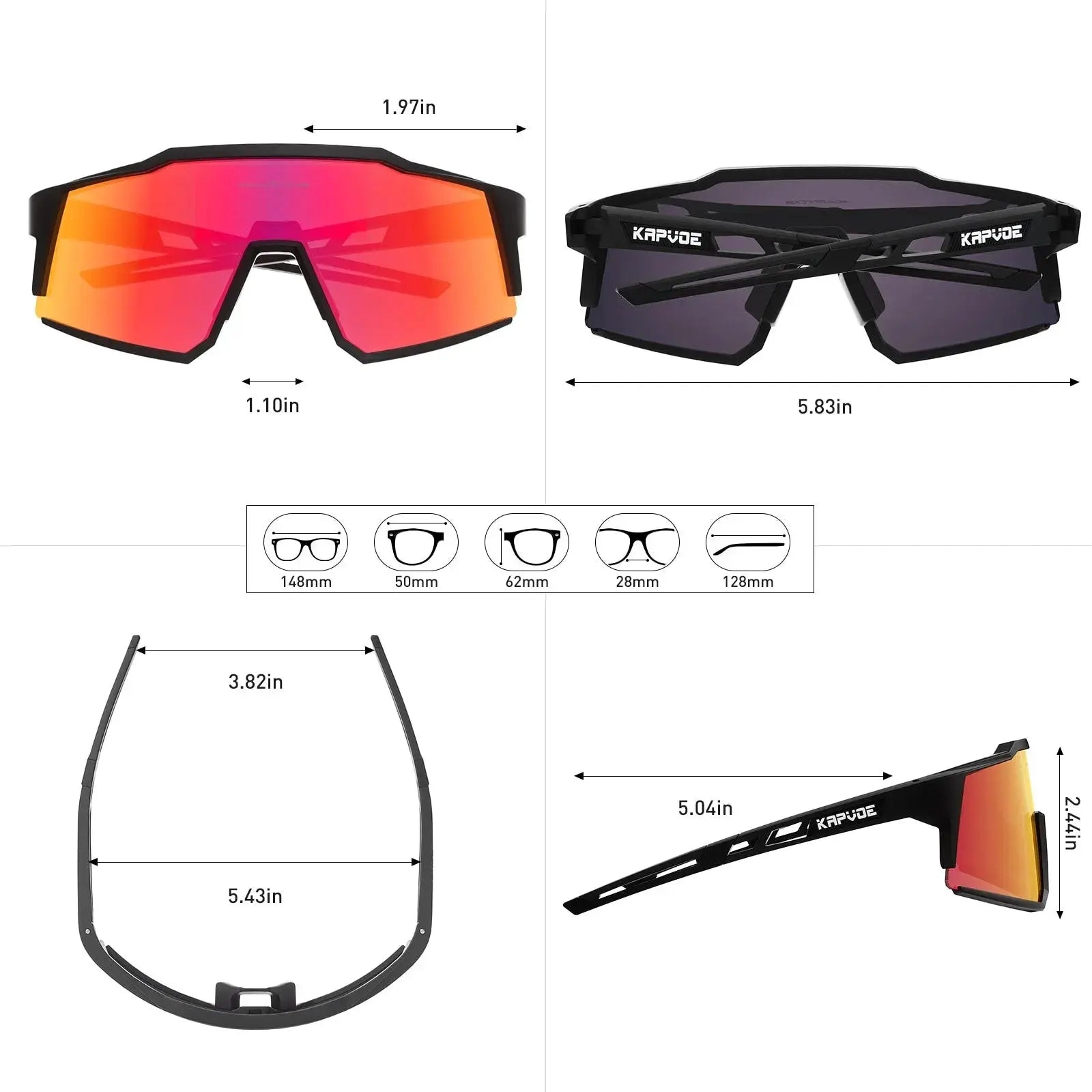 Kapvoe Cycling Glasses Polarized MTB Road Bike Glasses UV400 Protection Sunglasses Ultra Light Sport Eyewear Equipment PowerGlide Motors & Accessories