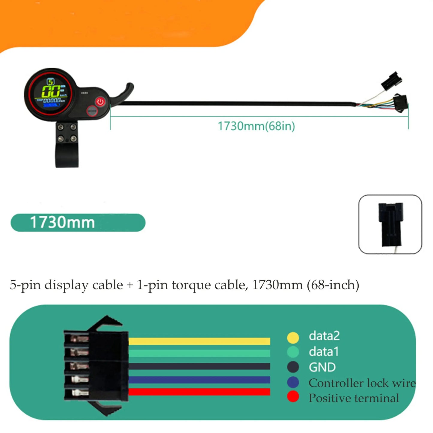 E-Bike LCD with Rotary throttle, USB, 24V, 36V, 48V，V889 Color display for TF-100 kugoo M4 e-scooter UART No.2 Protocol PowerGlide Motors & Accessories