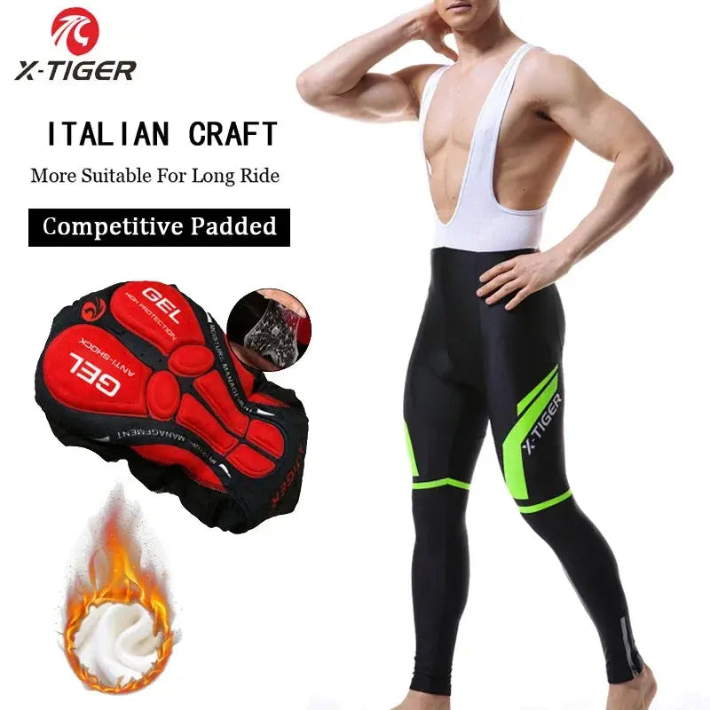 X-Tiger Keep Warm Cycling Bib Trousers Winter Thermal Mountain Bike Pants Bicycle Tights Coolmax 5D Gel Pad Cycling Bib Pants PowerGlide Motors & Accessories