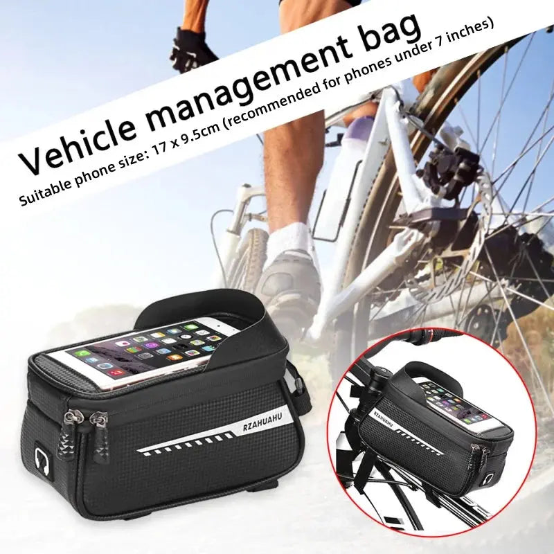 Bicycle Front Beam Bag Front Tube Cycling Bag Bicycle Waterproof Phone Case Holder Touchscreen waterproof Saddle Bag Accessories PowerGlide Motors & Accessories
