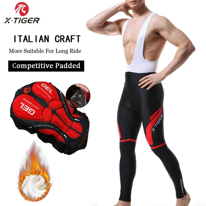 X-Tiger Keep Warm Cycling Bib Trousers Winter Thermal Mountain Bike Pants Bicycle Tights Coolmax 5D Gel Pad Cycling Bib Pants PowerGlide Motors & Accessories