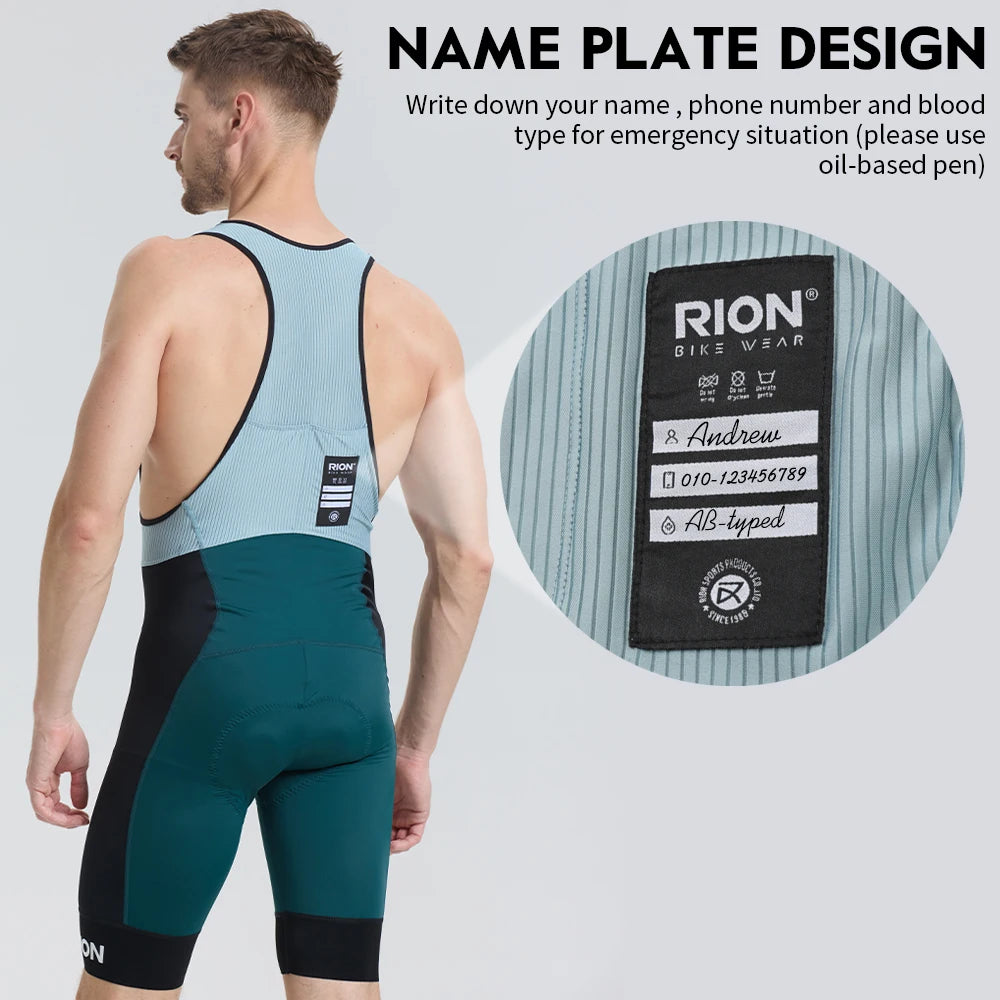 RION Men's Cycling Bib Shorts Bicycle Clothes Bike Tights Outdoor Sports High Density Pad DOLOMITI Long Distance Riding 8 Hours