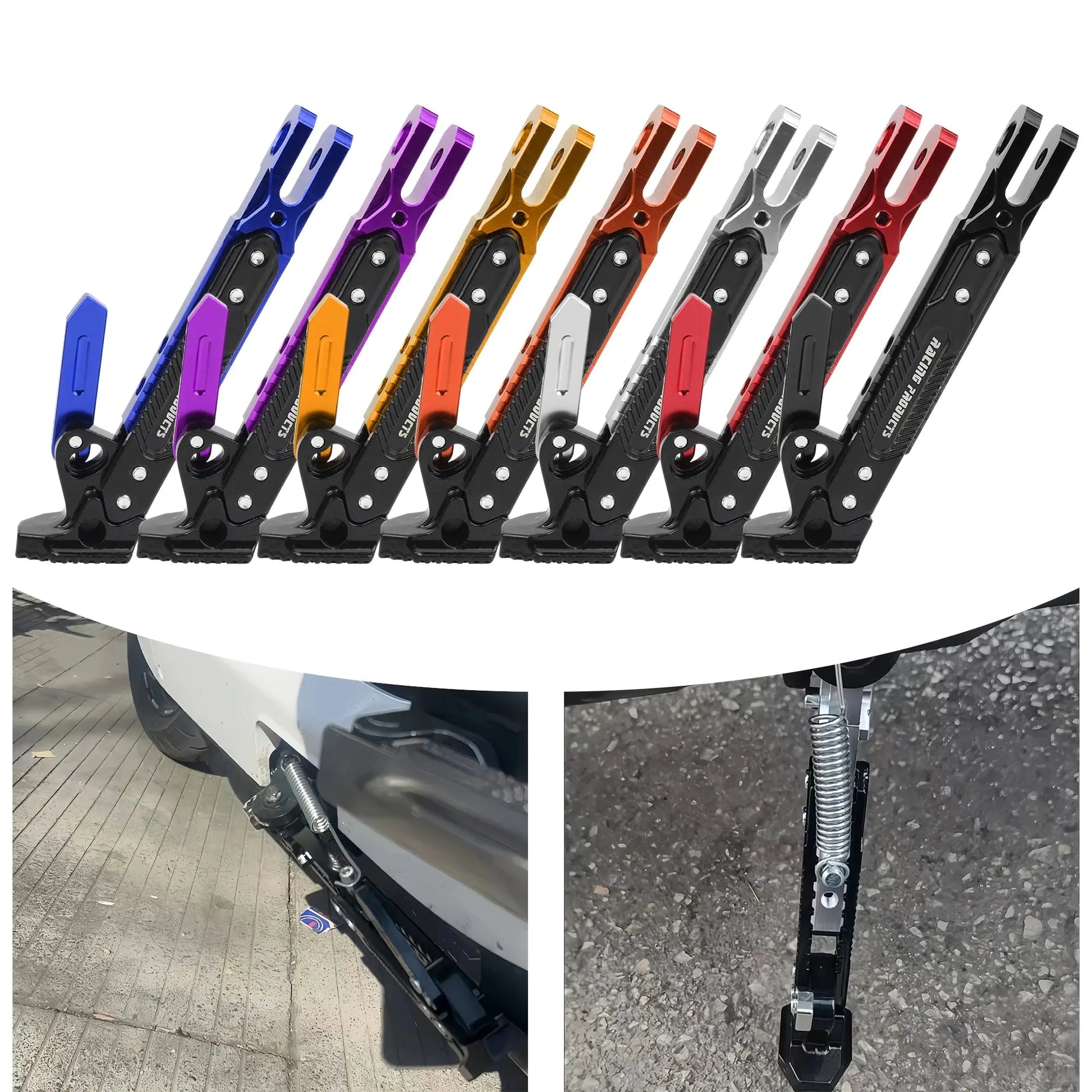 Universal Motorcycle Kickstand Telescopic Adjustable Metal Side Supports CNC Motorbike Scooters Parking Bracket Modified Parts PowerGlide Motors & Accessories