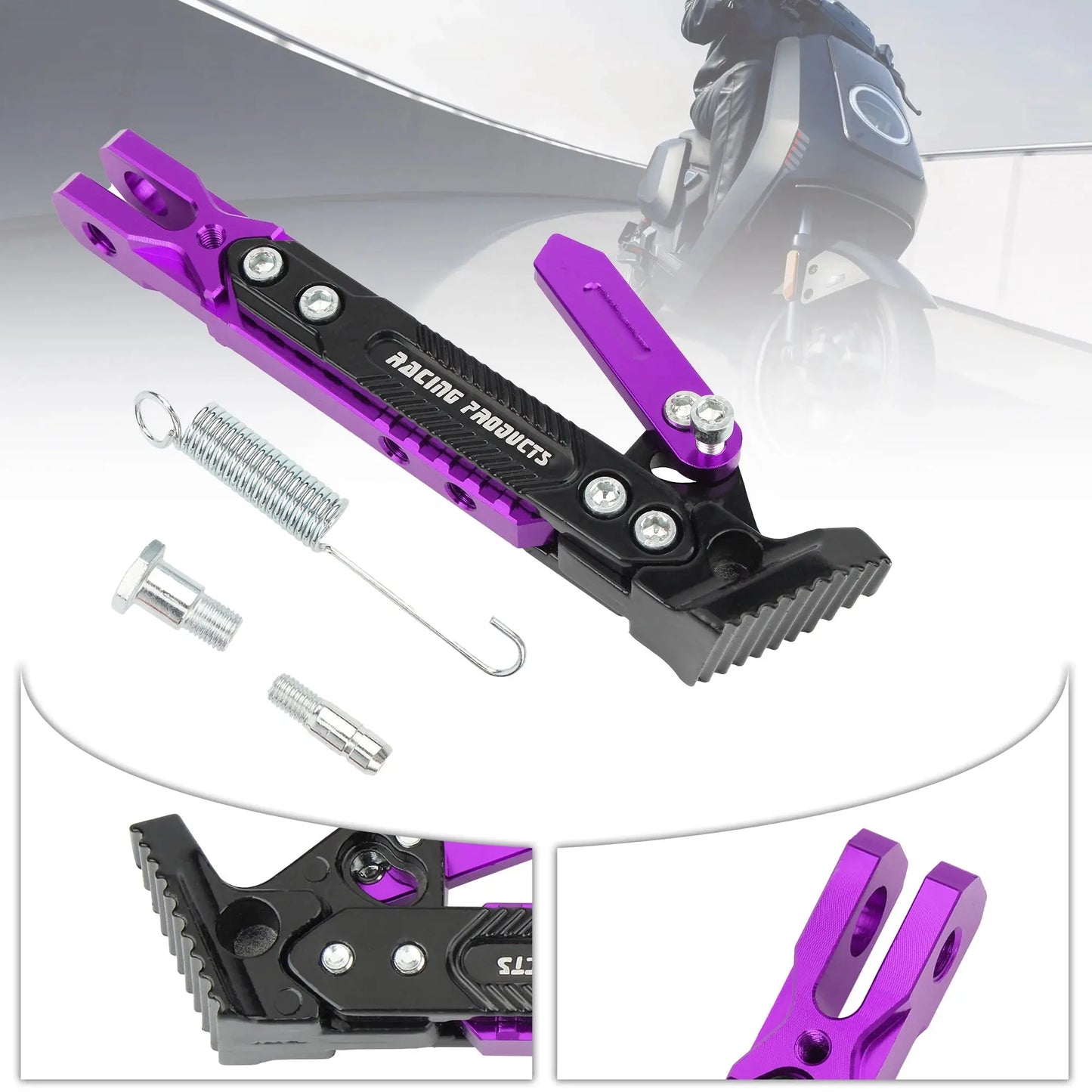 Universal Motorcycle Kickstand Telescopic Adjustable Metal Side Supports CNC Motorbike Scooters Parking Bracket Modified Parts PowerGlide Motors & Accessories