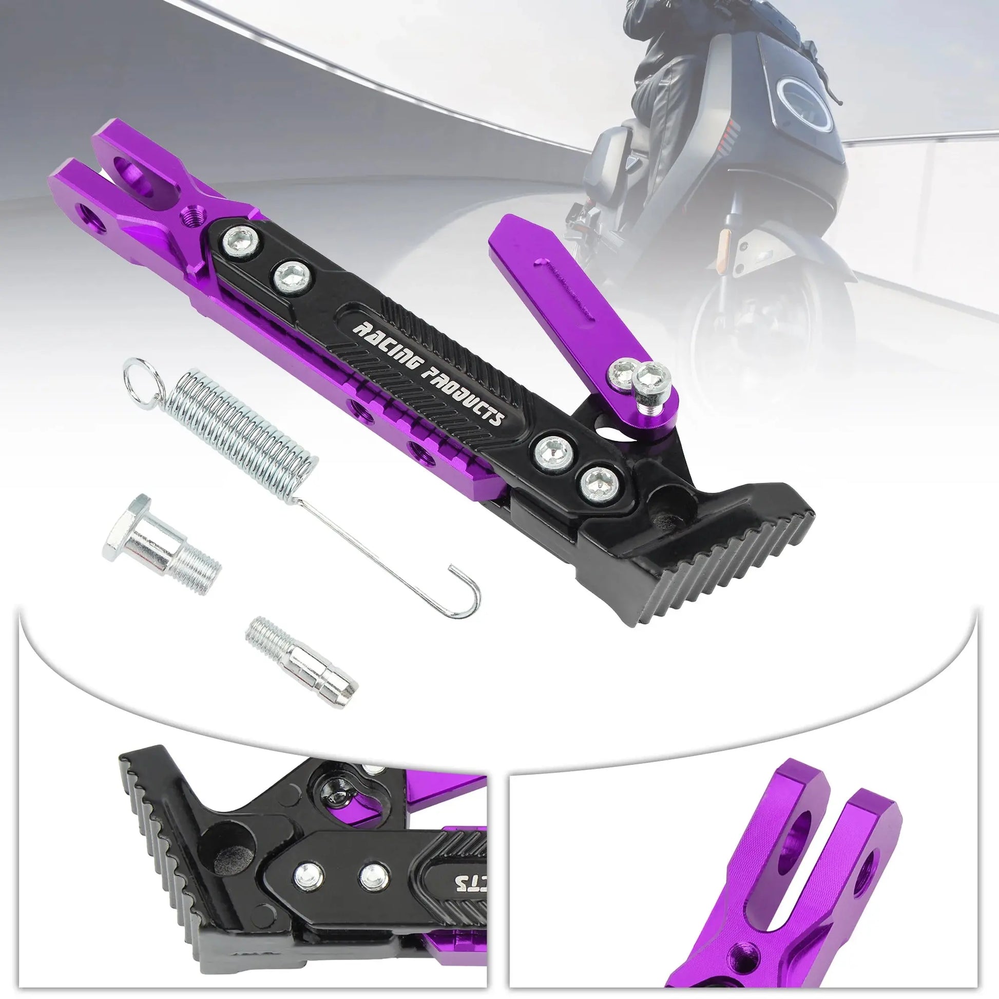 Universal Motorcycle Kickstand Telescopic Adjustable Metal Side Supports CNC Motorbike Scooters Parking Bracket Modified Parts PowerGlide Motors & Accessories