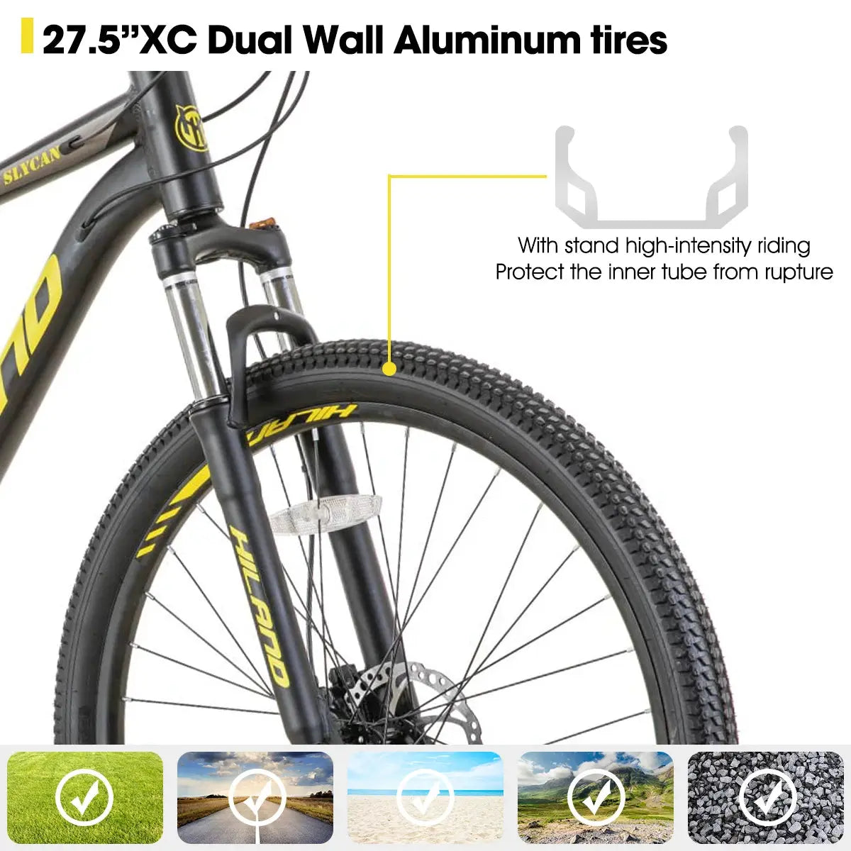 Hiland Aluminum Mountain Bike 21 Speeds, Hydraulic Disc-Brakes, Lock-Out Suspension Fork, 27.5 inch Wheel, Bike for Men Mens PowerGlide Motors & Accessories