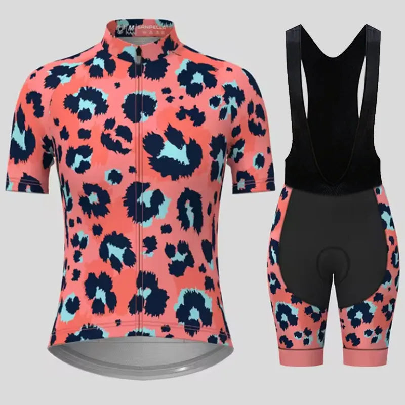Men's Short Sleeve Bicycle Leopard print, MTB Cycling Clothing, Bike Uniform, Cycle Shirt, Racing Cycling Jersey Set, Summer