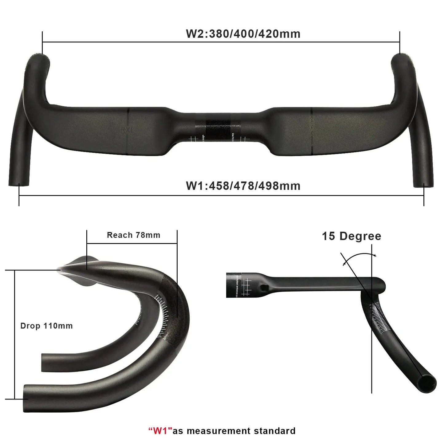 Gravel Bike Handlebar,Speed Carbon Road Handlebars,RXL SL,31.8mm,Inner Routing,Racing Bike Drop Bent Bar,458/478/498mm PowerGlide Motors & Accessories