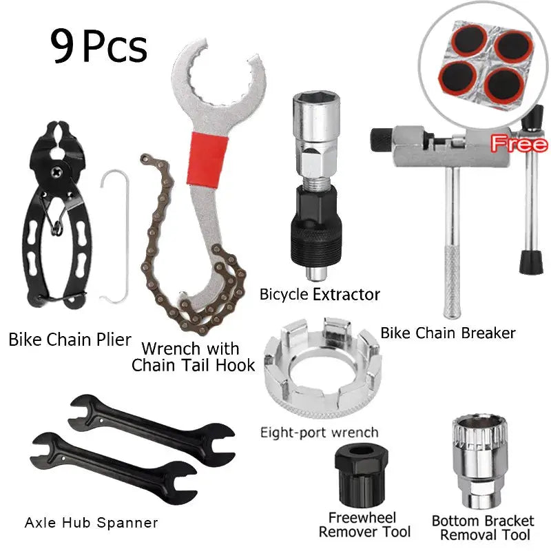 Bicycle Repair Tool Kits Flywheel Remover Cutter Chain Breaker Crank Puller Spoke Wrench MTB Road Bike Maintenance Tools Set PowerGlide Motors & Accessories